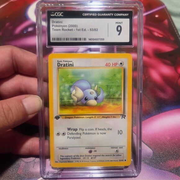 Pokemon Cgc 9 MINT 1st edition Team Rocket DRATINI 53/82 Card - Picture 1 of 3